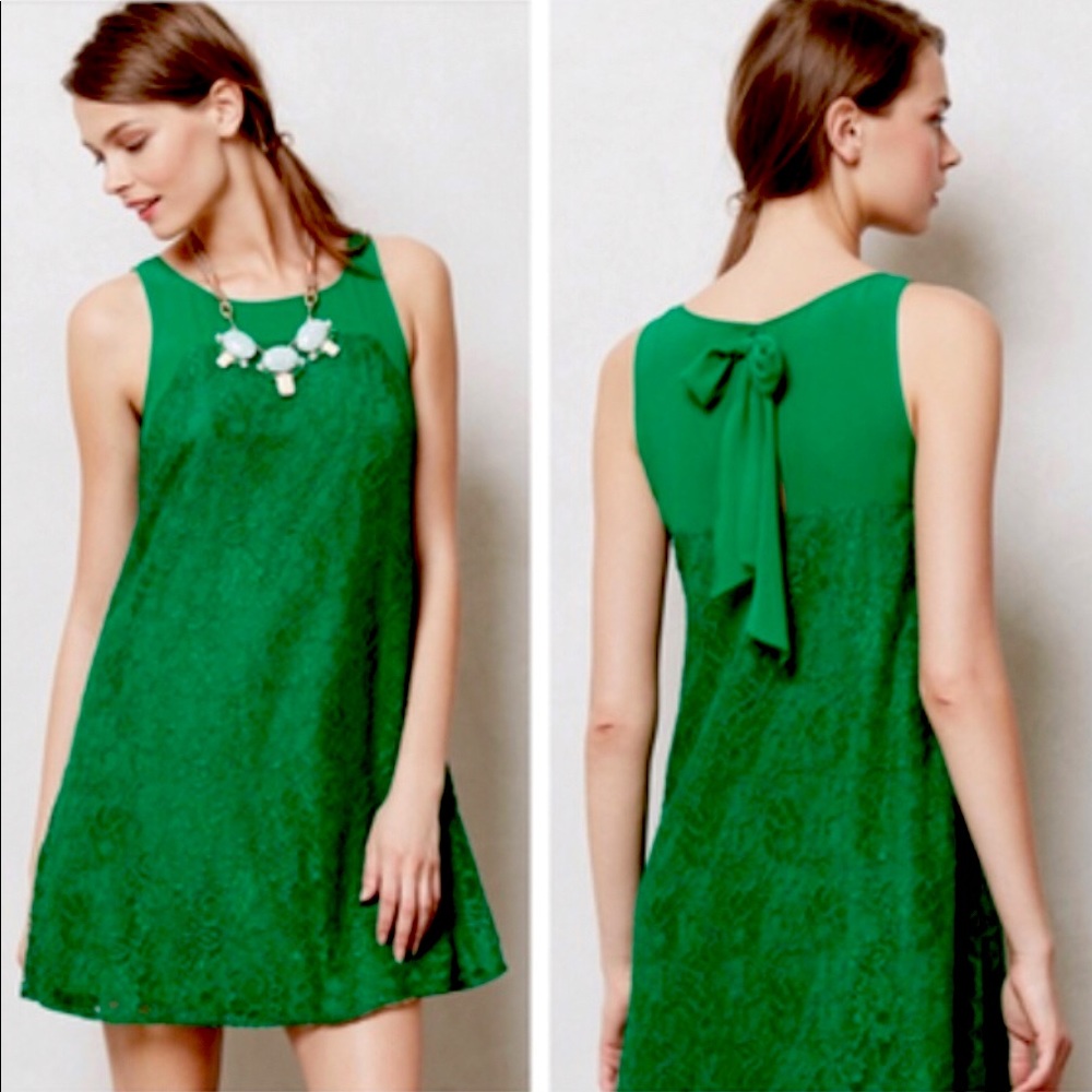 Anthropologie Leifsdottir Green Lace Dress
